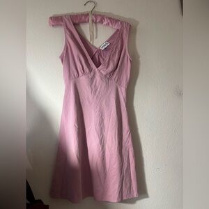 Light Pink Princess Poly Valentines day spring midi dress with V-neckline and ti